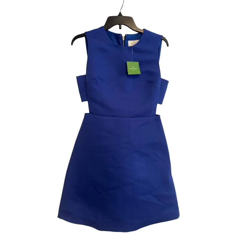 Kate spade $398 Side Cutout a-line Dress Sz 2 Blue NWT
